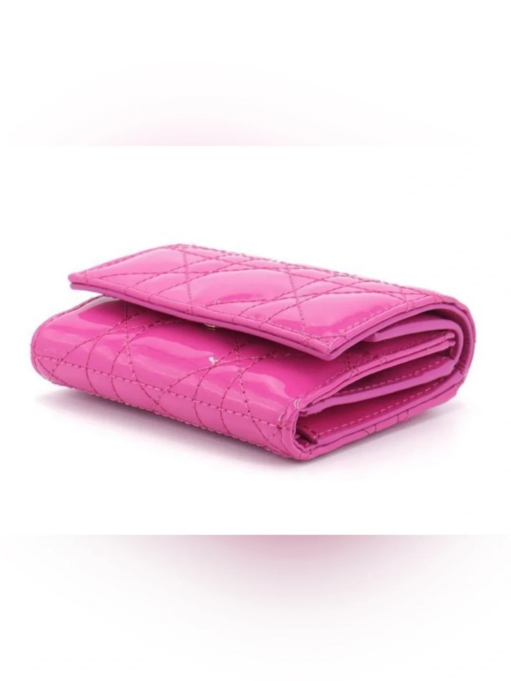 BRAND NEW 💕🩷 Lady Dior Quilted Patent Mini Wallet in RANI Pink